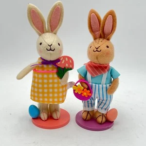 Target Spritz 2024 Boy & Girl Easter Bunny Figurine Felt Fabric - Picture 1 of 7