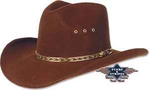 Hut Westernhut Cowboyhut »KANSAS« Braun Country Mexikanischer Fauxfelt S&S NEU - Picture 1 of 1