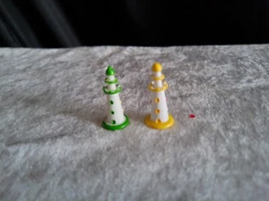 Deko-Figur/Mini-Leuchttürme/neu/2 Stück/grün/gelb - Bild 1 von 3