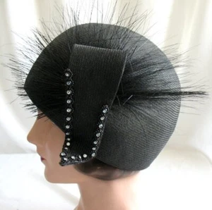 Vintage 60's Black Cloche Hat with Rhinestones Ex! - Picture 1 of 7