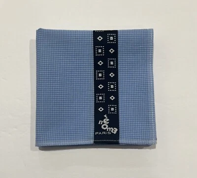 "Pañuelos para hombre Renoma Paris vintage arte clásico cuadrado de bolsillo azul algodón 19""" Foto 1 de 4