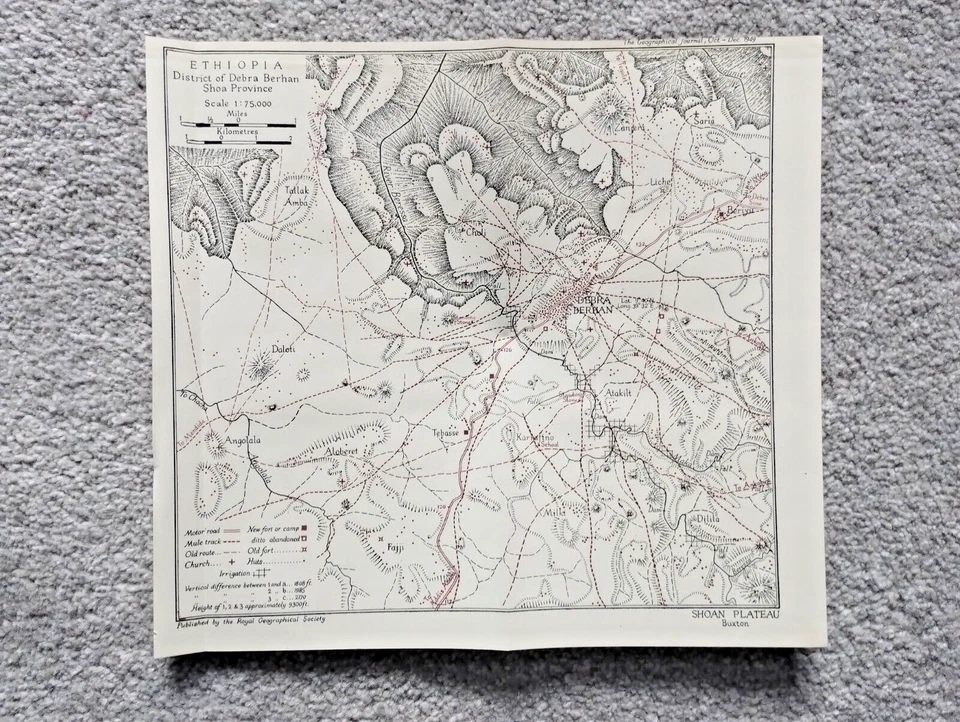 Antique/Vintage Map of Ethiopia - Debra Berhan Shoa - 1949 - Image 1 of 1
