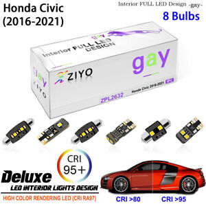Żarówki LED do 2016-2021 Honda Civic Zestaw oświetlenia wnętrza Biała kopuła Światło