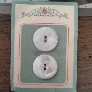 Vintage  Decorative White Pearl Round Buttons 2 Hole  5/8" - Picture 1 of 1