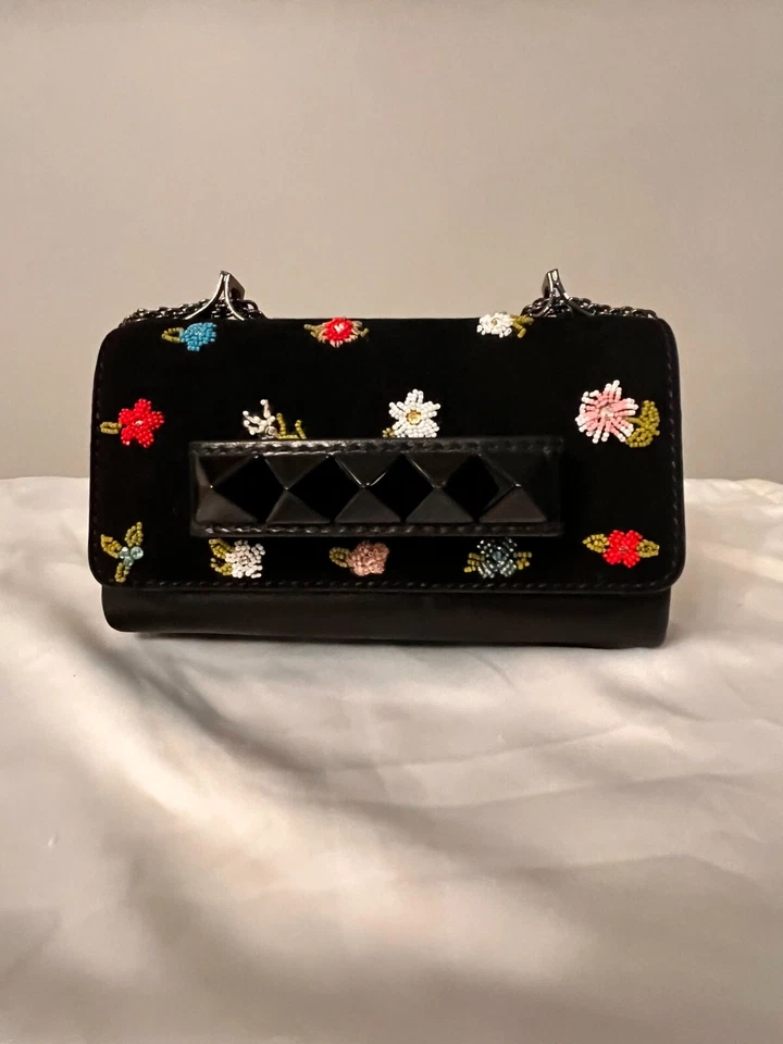 Valentino Rockstud Va Va Voom Black Beaded Clutch Purse - Image 1 of 4