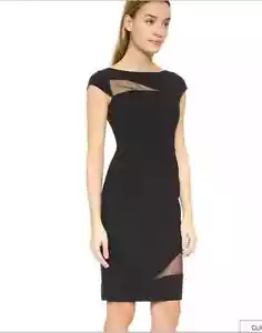 Abito nero Halo Remi tubino rete inserto asimmetrico nero taglia 4 nuovo - Foto 1 di 4