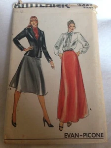 Vintage BUTTERICK 3327 Evan Picone JACKET BLOUSE SKIRT PATTERN 12 Uncut - Picture 1 of 1