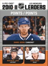 2011-12 O-Pee-Chee League Leaders LL3 Daniel Sedin/Martin St. Louis/Corey Perry
