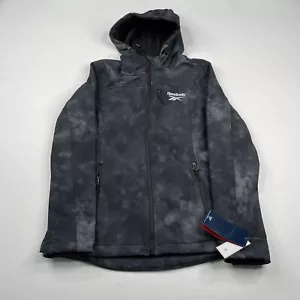 REEBOK Giacca ACTIVE SOFTSHELL CAPOSPALLA Nero Grigio Tye-Dye Donna $150 Small - Foto 1 di 6