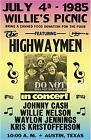 Affiche de concert The Highwaymen 11 X 17 - Willie's 4th of July Picnic 1985 - Imprimer