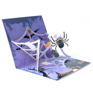 100x Cute Pop Up Halloween Black Spider Greeting Cards Halloween Invitation Card - Picture 1 of 6