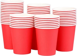 9 Oz Red Paper Cups, 50 Pack. Leak-Proof Drinking Cups for Party, Picnic, Weddin - Picture 1 of 7