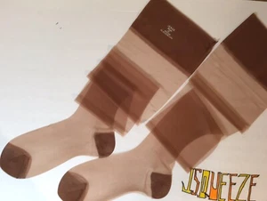 3 PAIR’S VINTAGE JENSS RHT Pinup NYLON BUSINESS SHEER SUNTAN STOCKINGS 10” X 35” - Picture 1 of 12