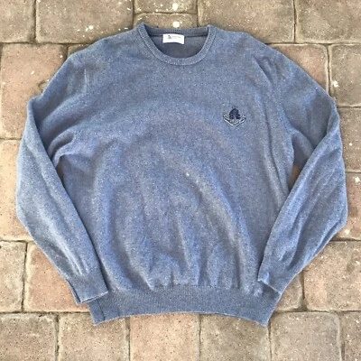 Johnstons of Elgin 100% Wool Navy Crew Neck Sweater Jumper Size LARGE" Scotland - Image 1 of 4