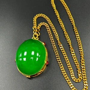 Certified Natural Green Ice Burmese Green Jade Jadeite Pendant&Necklace - Picture 1 of 14