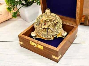 Vintage Nautical Brass Stanley London 1885 Compass With Leather Box Gift - Picture 1 of 5