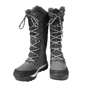 Bearpaw Boots Women's Size 7 Gray Tall Laces Winter Fur Waterproof - Picture 1 of 9