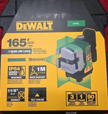 DeWALT DW089CG 3-Way IP54 Green Beam Self-Leveling Multi Line Laser Level - Image 1 of 4