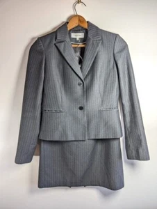 Calvin Klein Rock Anzug Set Damen Gr. 4 Streifen Karriere Büro Business Kirche - Bild 1 von 8