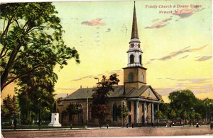 NEW JERSEY Newark Trinity Church & Doane Statue c1909 Postcard - Picture 1 of 2