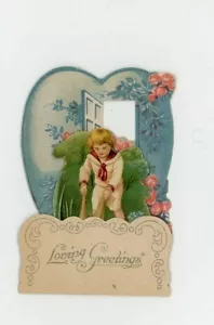c1922-23 Card Vtg Valentine Cut Die Pop Up Germany Embossed Child Greetings - Picture 1 of 3