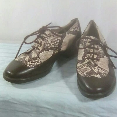 Zapatos Oxford con cordones Aerosoles para mujer Logro marrón serpiente nuevos en caja talla 8M Foto 1 de 4
