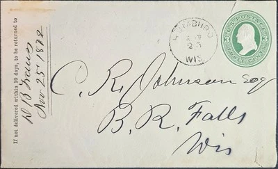 Humburd Wisconsin PSE 1872 DPO 1869-1880 Clark County Rare Town Tp - Image 1 of 2