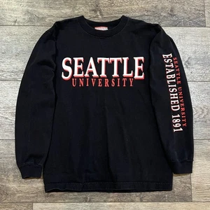 Vintage 90s Seattle University Redhawks Long Sleeve Shirt Made in USA - Medium - Picture 1 of 8