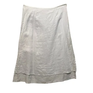 Vintage J Jill Size XL White Linen Layered Skirt Layered Midi Lagenlook Side Zip - Picture 1 of 9