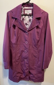 Relativity Trench Coat Rain Removable Hood Lined Hot Magenta Unbelted Medium - Picture 1 of 10