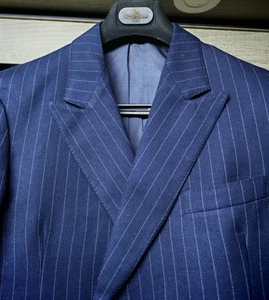 50er Jahre Vintage Handtailored Classic All Worsted DB Navy Gangster Blazer 38R - Bild 1 von 8