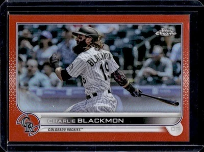 2022 Topps Chrome Charlie Blackmon Orange Refractor #16/25 Rockies Foto 1 de 2