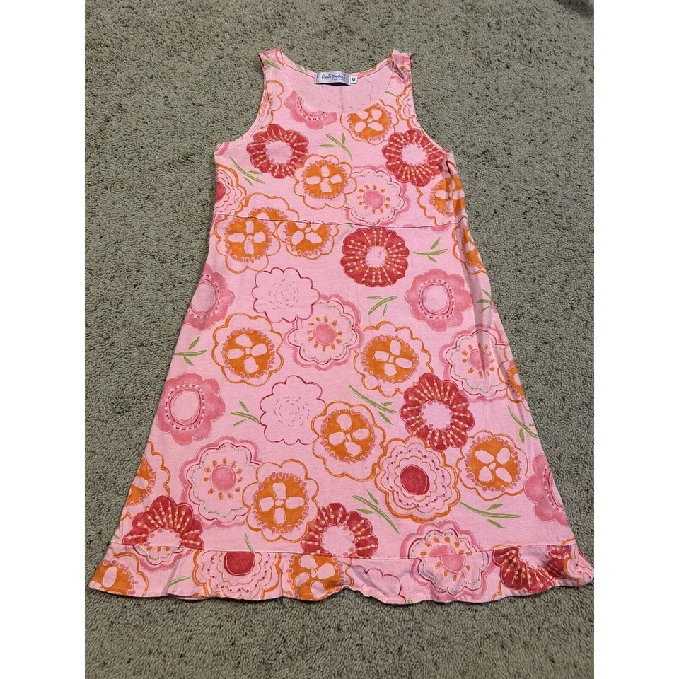 VESTIDO Fresh Produce Talla M Niñas 100% Algodón Floral Sin Mangas ROSA Z24 Foto 1 de 4