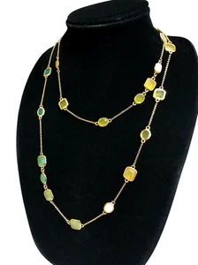 Kate Spade Grün Gold Giverny Konfetti Lange Station Halskette Streu - Bild 1 von 3