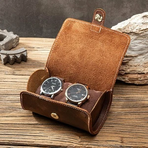Retro Genuine Leather Watch Roll Box Travel Wrist Watches Storage Case Watch Box - Bild 1 von 18