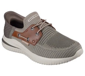NUOVE Sneakers Uomo SKECHERS Slip-In Delson 3.0 Roth 210606 Marrone Taupe 13 LARGHE - Foto 1 di 7