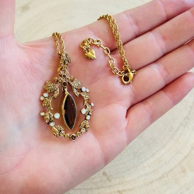 Collar Corona Carolee Floral Real Cristal Estrás Tono Dorado Joyas 18" Foto 1 de 4