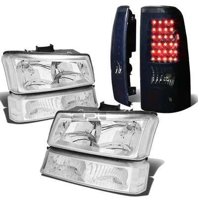 PARA 03-07 SILVERADO FARO CROMADO + PARACHOQUES TRANSPARENTE + LUZ TRASERA LED HUMO NEGRO 3D Foto 1 de 4