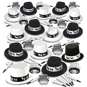 New Year’s Eve Party Pack for 100 People Black White & Silver 1920s NYE Top H... - Picture 1 of 7