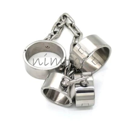 4 CM Schwerlast 100 % Edelstahl Handschellen Fußköchelbindung - Bild 1 von 4