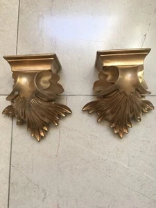 Paar Vintage französische goldene vergoldete Wandhalter Regale - Bild 1 von 12