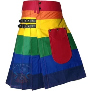 Pride Rainbow Utility Kilt Scottish Modern Kilt Brand New Stitched Kilt For Sale - Picture 1 of 6