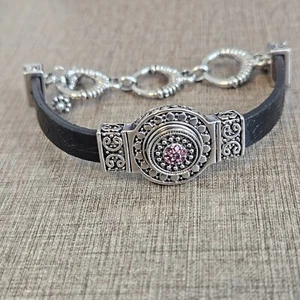 Ginger Snaps One Snap Silver Toned Bracelet w/ Pink Crystal Snap - Picture 1 of 15