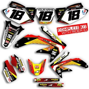 2006 2007 HONDA CRF 250R DIRT BIKE GRAPHICS KIT RIDGELINE: RED / YELLOW DECALS - Bild 1 von 5