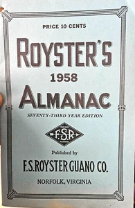 Roysters 1958 Almanaque Norfolk Virginia Almanaque en sobre postal - Imagen 1 de 5