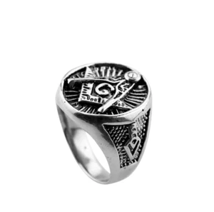 Men's Masonic Ring Square G & Pillars Master Mason Degree Rare Jewelry Size 6-12 - Picture 1 of 7
