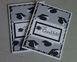 Lof of 2 Handmade Graduation Cards Using Stampin Up Layered Sentiment Hats - Picture 1 of 4