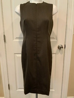 Akris Gray Mirco Stripe Sleeveless Sheath Dress W Front Zip, Size 6 (US) 38 (FR) - Image 1 of 4