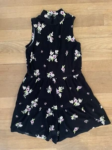 Art Class Target Girls Knit Romper Size M Medium 7/8 Mock Neck Black Floral EUC - Picture 1 of 12