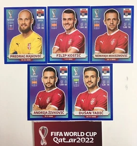 EQUIPO DE SERBIA, JUEGO DE 5 PEGATINAS PANINI AZULES COPA MUNDIAL DE LA FIFA QATAR 2022 #SERBIA - Imagen 1 de 1